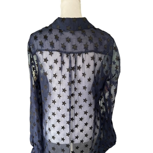 Diane von Furstenberg - Lorelei Star USA Embellished Sheer Blouse Sz 6 - Picture 7 of 8